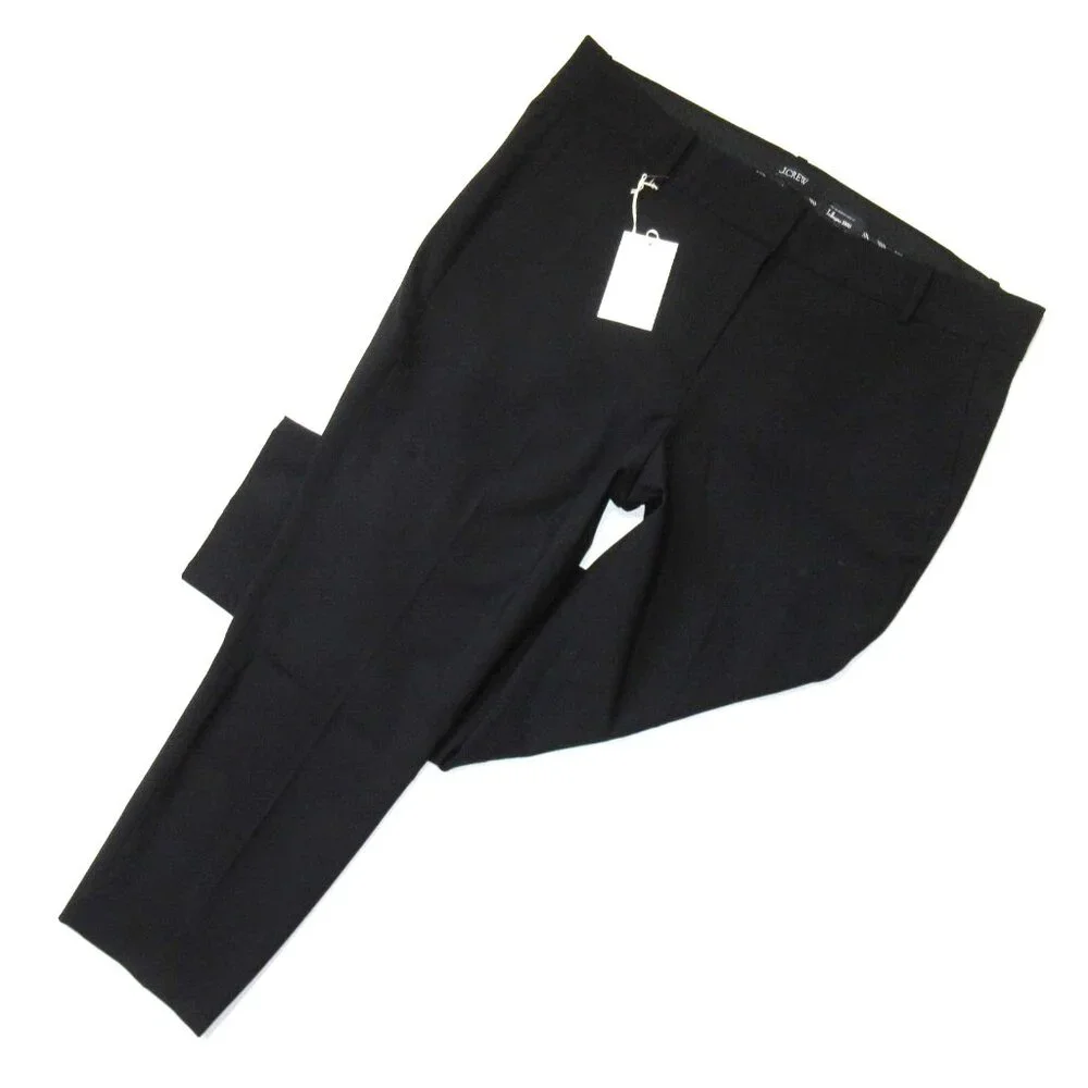 NWT J.Crew Tall Cameron in Black Italian Stretch Wool Slim Crop Ankle Pants 16T